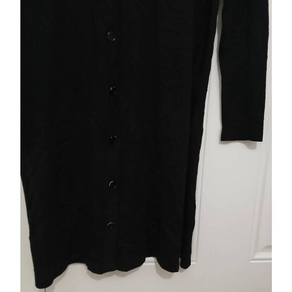 Akris punto womens fine thin merino wool long cardigan sweater black - Picture 3 of 8